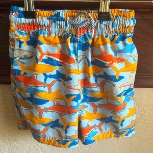 Blue and Orange Shark Swim Trunks Little Boys Size 4 Beach Pool Vacation Resort